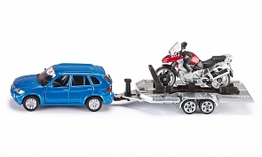 Модель автомобиля BMW с прицепом и мотоциклом (Siku, 2547k)